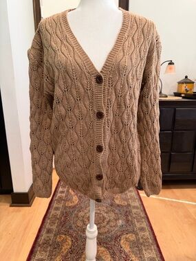 Jon & Anna Cable Knit Button-Front Cardigan - Camel Brown